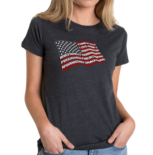 American Wars Tribute Flag - Women's Premium Blend Word Art T-Shirt
