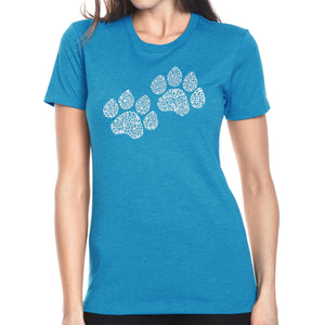 Woof Paw Prints - Women's Premium Blend Word Art T-Shirt