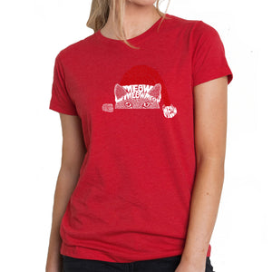 Christmas Peeking Cat - Women's Premium Blend Word Art T-Shirt