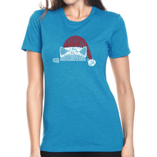 Load image into Gallery viewer, Christmas Peeking Cat - Women&#39;s Premium Blend Word Art T-Shirt