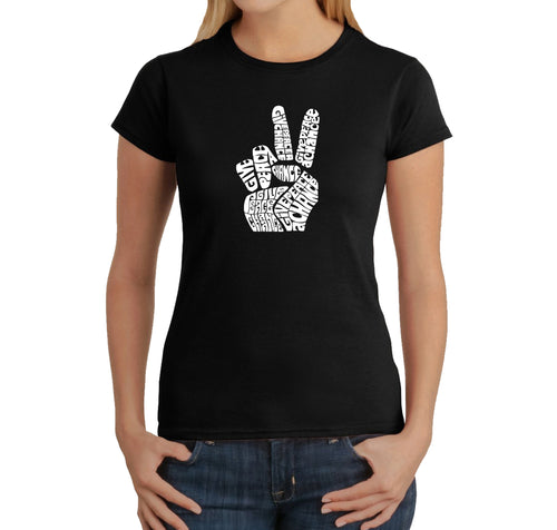 PEACE FINGERS - Women's Word Art T-Shirt