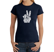 Load image into Gallery viewer, PEACE FINGERS - Women&#39;s Word Art T-Shirt