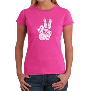 PEACE FINGERS - Women's Word Art T-Shirt