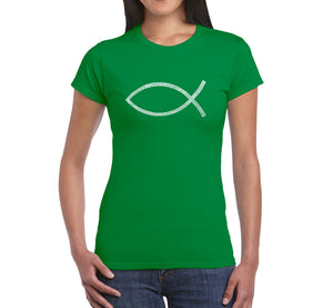 JESUS FISH - Women's Word Art T-Shirt