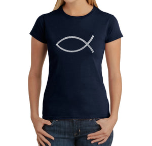 JESUS FISH - Women's Word Art T-Shirt