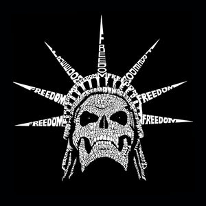 Freedom Skull  - Women's Word Art V-Neck T-Shirt