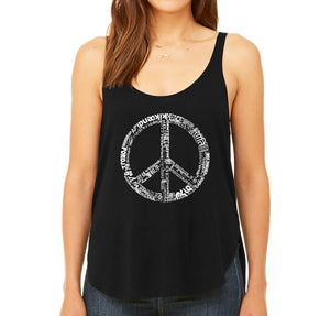 THE WORD PEACE IN 77 LANGUAGES - Women's Word Art Flowy Tank