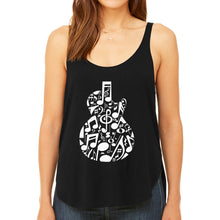 Load image into Gallery viewer, Music Notes Guitar - Women&#39;s Premium Word Art Flowy Tank Top