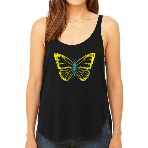 Butterfly  - Women's Premium Word Art Flowy Tank Top