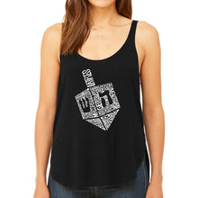 Load image into Gallery viewer, Hanukkah Dreidel - Women&#39;s Premium Word Art Flowy Tank Top