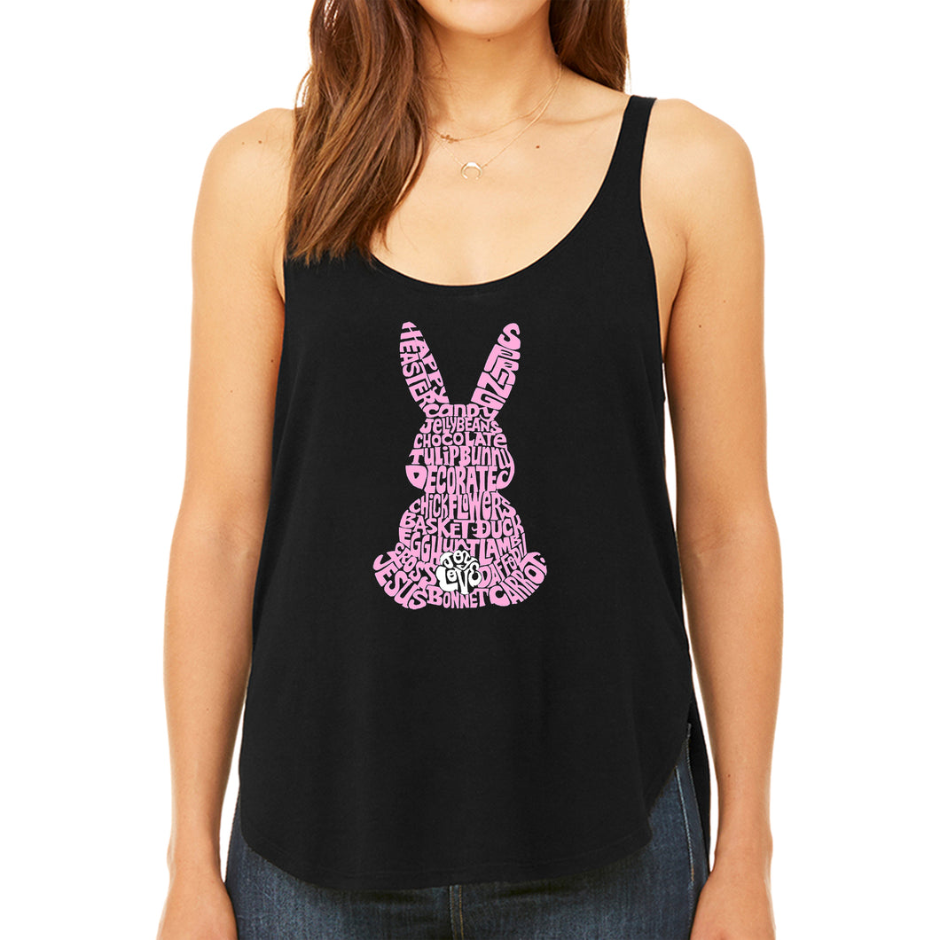 Easter Bunny  - Women's Premium Word Art Flowy Tank Top