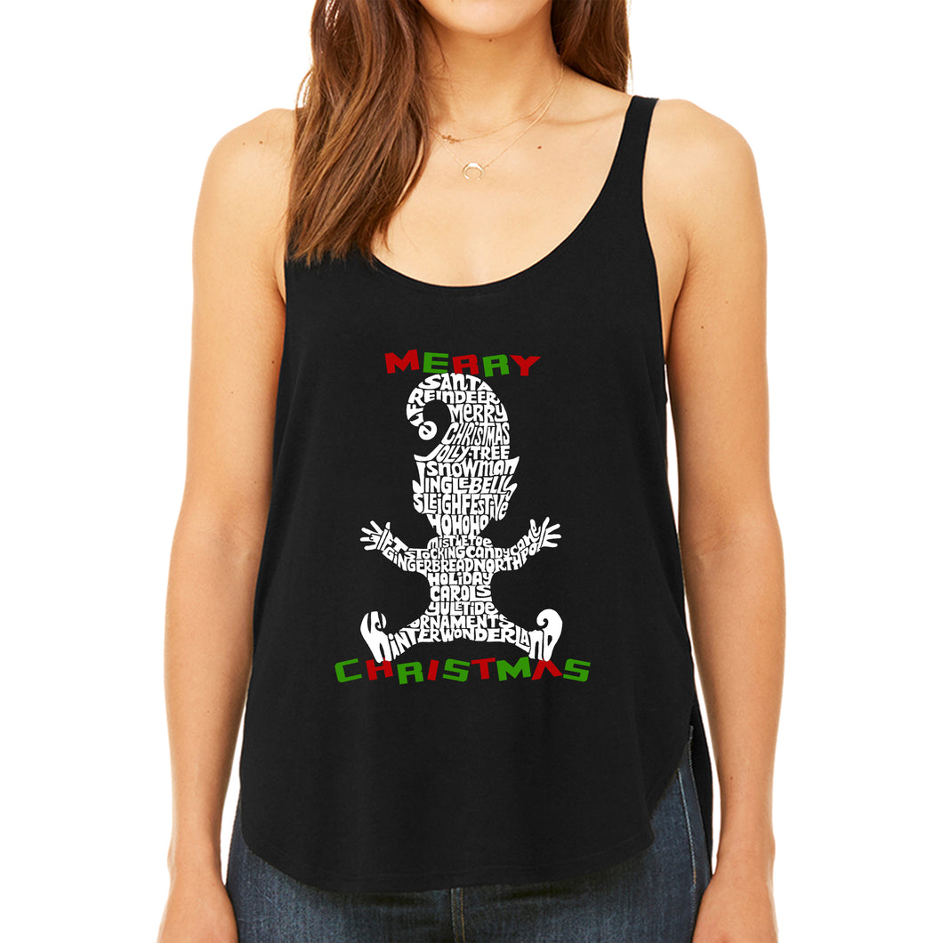 Christmas Elf - Women's Premium Word Art Flowy Tank Top