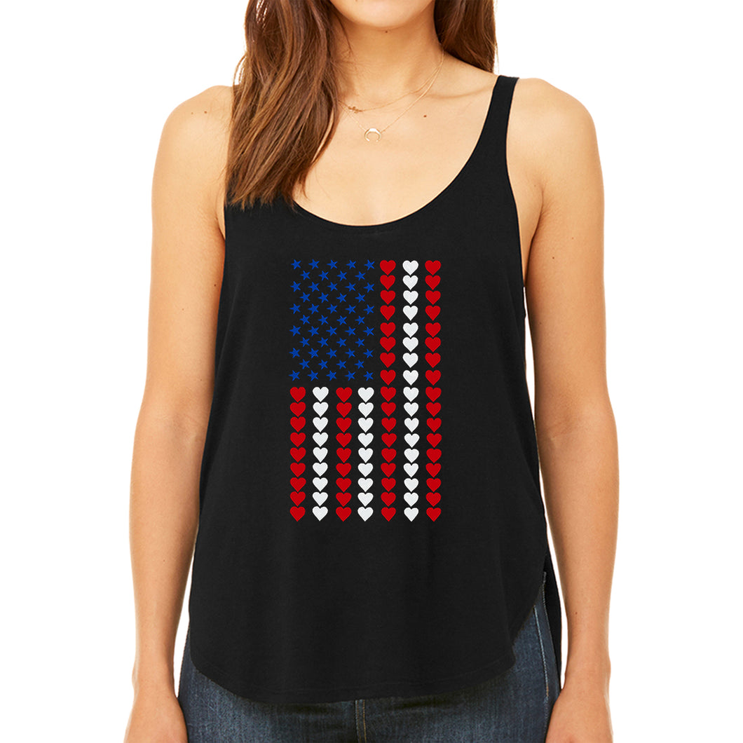 Heart Flag - Women's Premium Word Art Flowy Tank Top