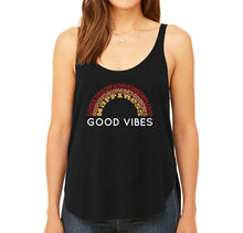 Load image into Gallery viewer, Good Vibes - Women&#39;s Word Art Flowy Tank Top