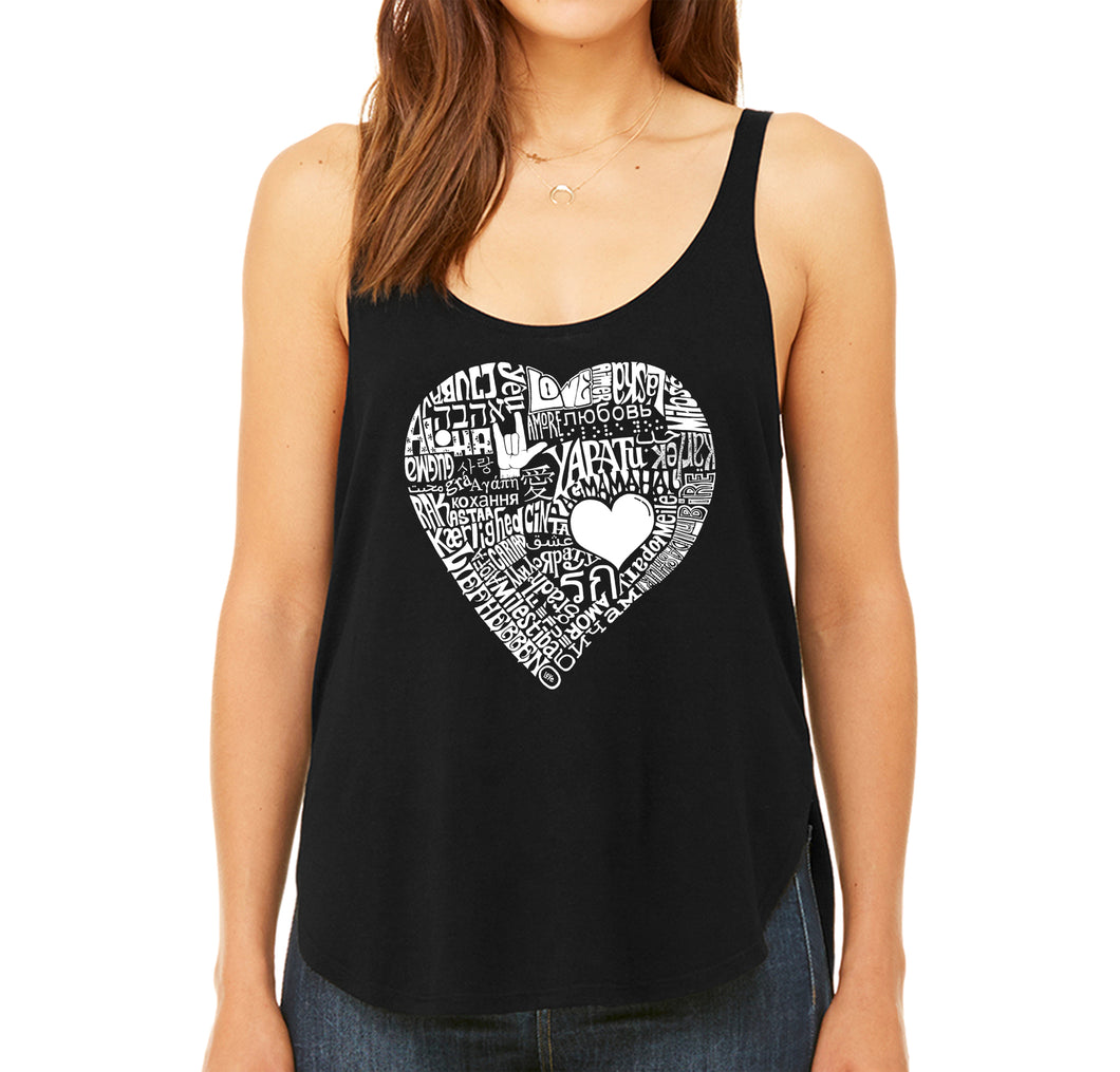LOVE IN 44 DIFFERENT LANGUAGES - Women's Word Art Flowy Tank