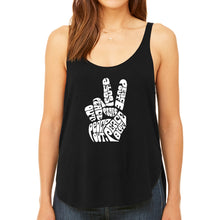Load image into Gallery viewer, Peace Out  - Women&#39;s Premium Word Art Flowy Tank Top