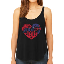 Load image into Gallery viewer, Women&#39;s Premium Word Art Flowy Tank Top - July 4th Heart