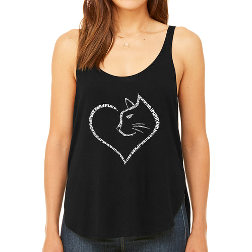 Cat Heart - Women's Premium Word Art Flowy Tank Top