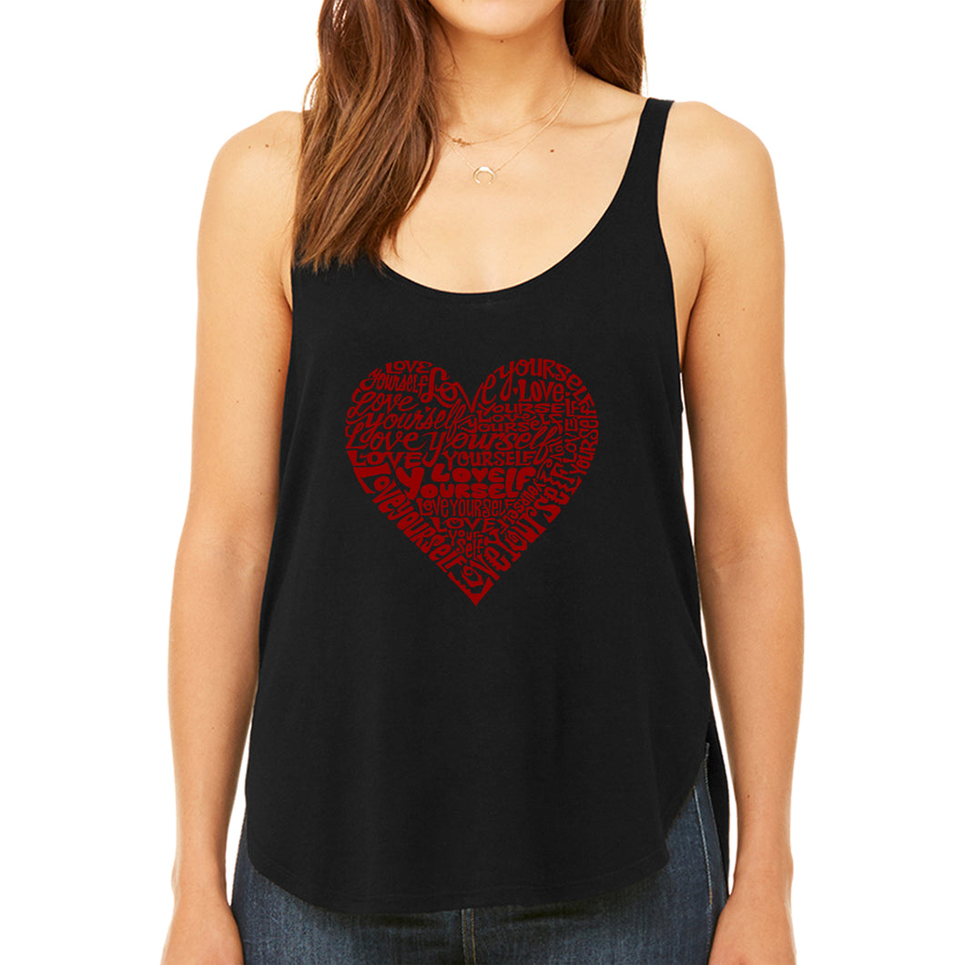 Love Yourself - Women's Premium Word Art Flowy Tank Top