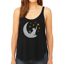 Load image into Gallery viewer, Cat Moon - Women's Premium Word Art Flowy Tank Top