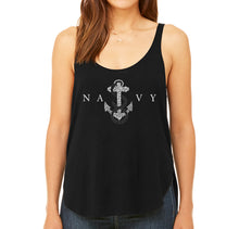 Load image into Gallery viewer, LYRICS TO ANCHORS AWEIGH - Women&#39;s Word Art Flowy Tank