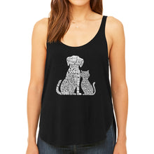 Load image into Gallery viewer, Dogs and Cats  - Women&#39;s Premium Word Art Flowy Tank Top