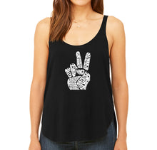 Load image into Gallery viewer, PEACE FINGERS - Women&#39;s Word Art Flowy Tank