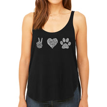 Load image into Gallery viewer, Peace Love Dogs  - Women&#39;s Premium Word Art Flowy Tank Top