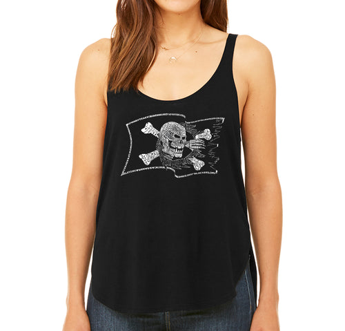 FAMOUS PIRATE CAPTAINS AND SHIPS - Women's Word Art Flowy Tank
