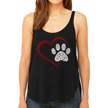 Load image into Gallery viewer, Paw Heart - Women&#39;s Premium Word Art Flowy Tank Top