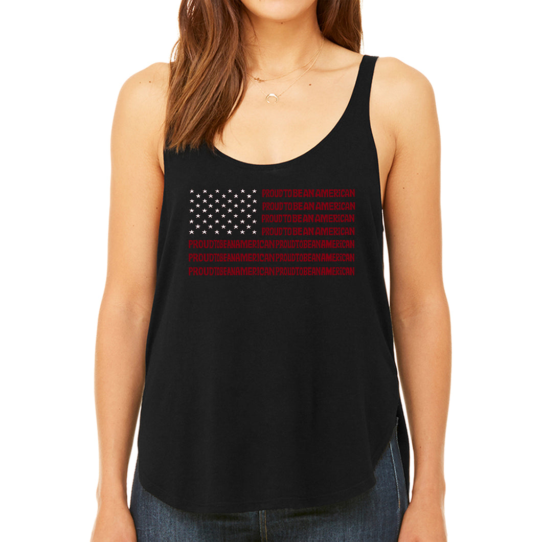 Proud To Be An American - Women's Premium Word Art Flowy Tank Top