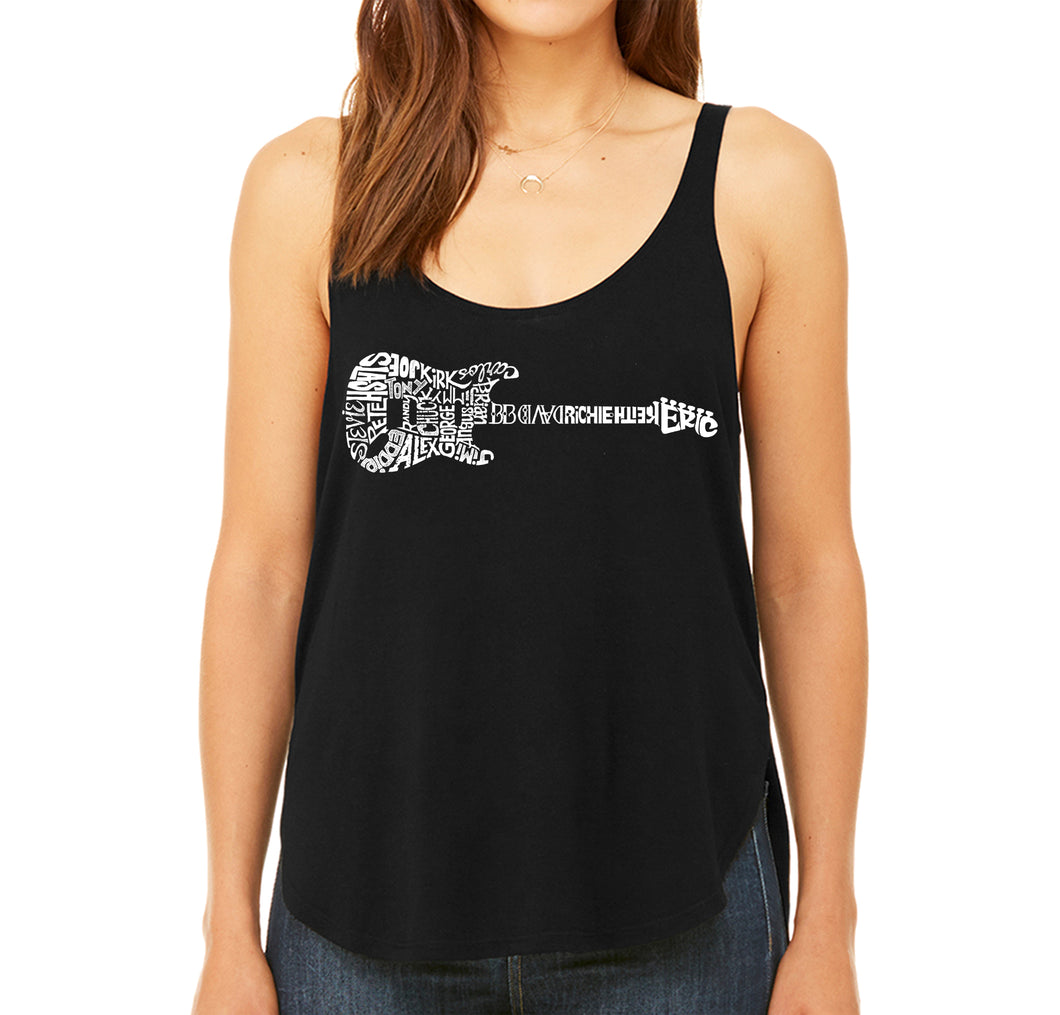 Rock Guitar -  Women's Premium Word Art Flowy Tank Top