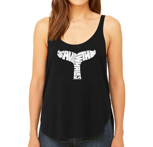 SAVE THE WHALES - Women's Word Art Flowy Tank