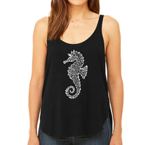 Load image into Gallery viewer, Types of Seahorse -  Women&#39;s Premium Word Art Flowy Tank Top