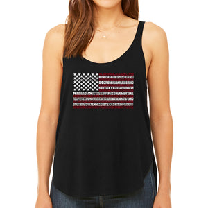 50 States USA Flag  - Women's Premium Word Art Flowy Tank Top