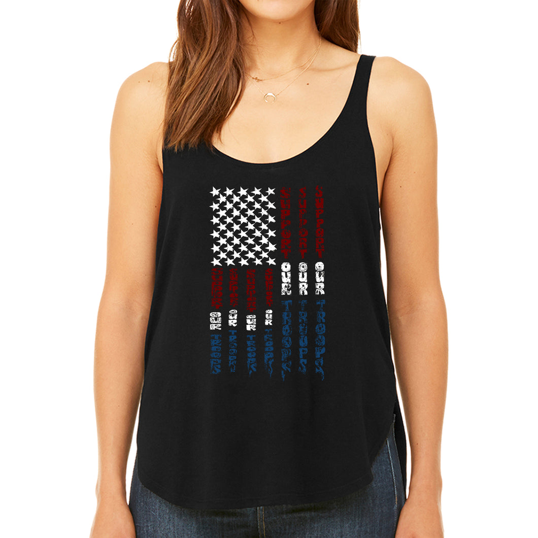 Support our Troops  - Women's Premium Word Art Flowy Tank Top