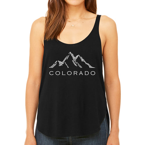 Colorado Ski Towns  - Women's Premium Word Art Flowy Tank Top