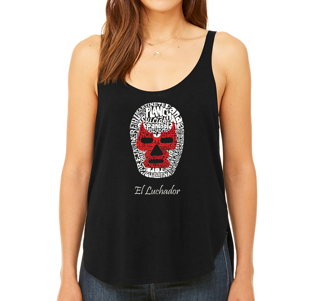 MEXICAN WRESTLING MASK - Women's Word Art Flowy Tank