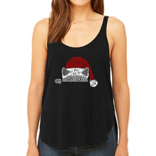 Load image into Gallery viewer, Christmas Peeking Cat - Women&#39;s Premium Word Art Flowy Tank Top