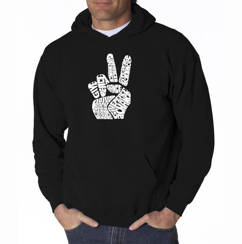 PEACE FINGERS - Men's Word Art Hooded Sweatshirt