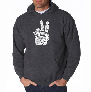 PEACE FINGERS - Men's Word Art Hooded Sweatshirt