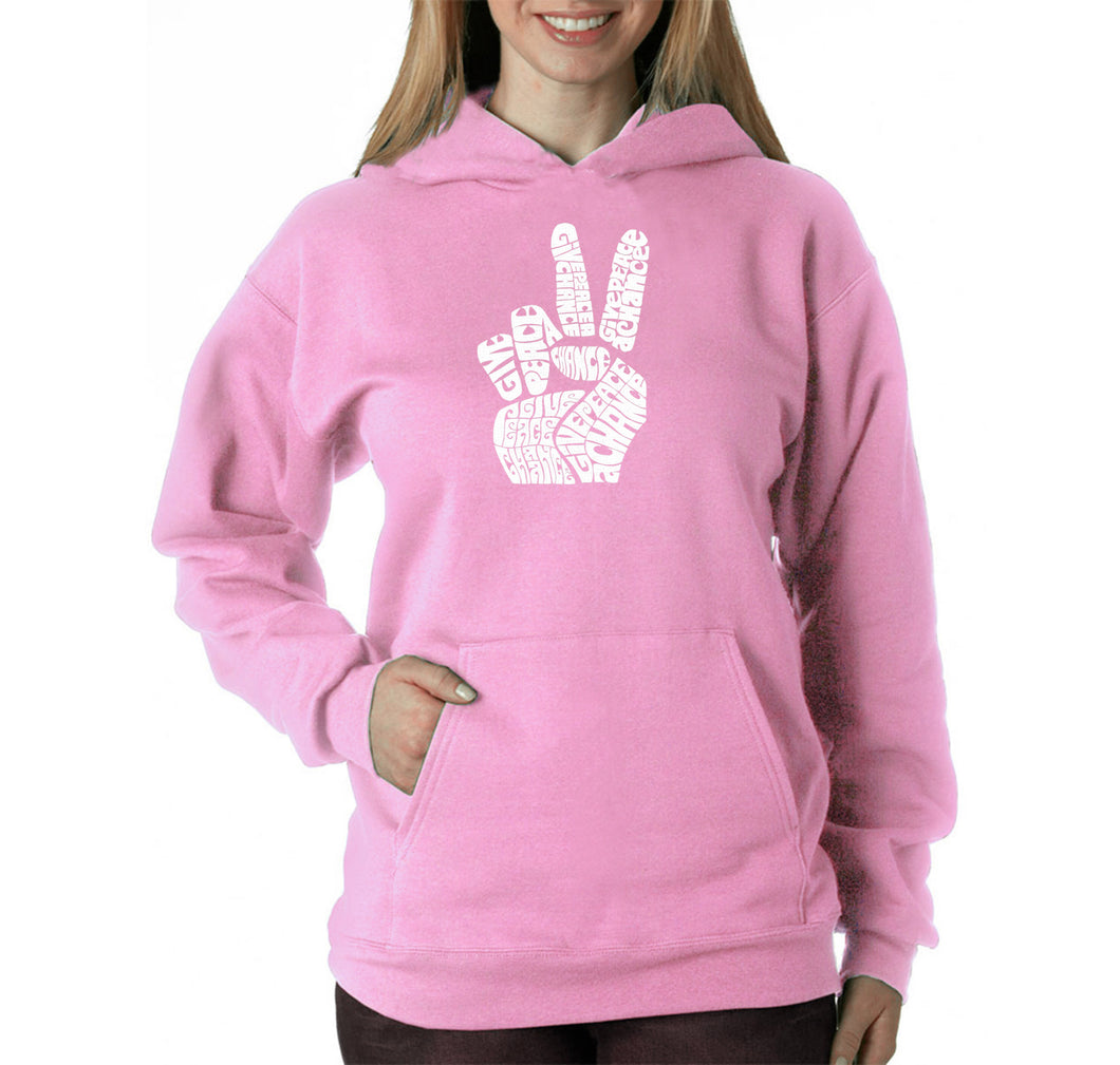 PEACE FINGERS - Women's Word Art Hooded Sweatshirt