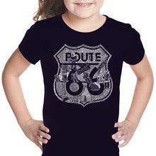 Load image into Gallery viewer, Stops Along Route 66 - Girl&#39;s Word Art T-Shirt