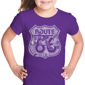 Stops Along Route 66 - Girl's Word Art T-Shirt