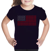 Load image into Gallery viewer, USA Flag  - Girl&#39;s Word Art T-Shirt