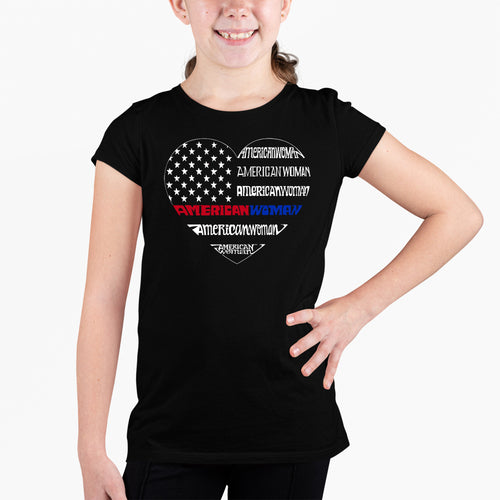 American Woman  - Girl's Word Art T-Shirt
