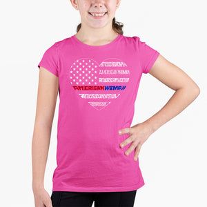 American Woman  - Girl's Word Art T-Shirt