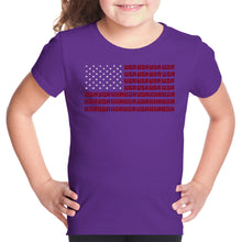 Load image into Gallery viewer, USA Flag  - Girl&#39;s Word Art T-Shirt