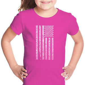 National Anthem Flag - Girl's Word Art T-Shirt
