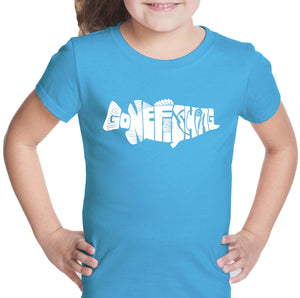 Bass Gone Fishing - Girl's Word Art T-Shirt